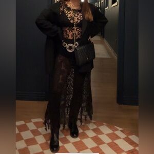 Free People Black 3/4 Sleeve Gown